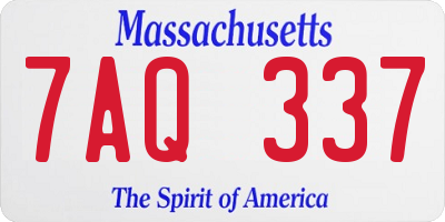 MA license plate 7AQ337