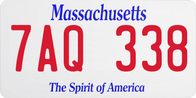 MA license plate 7AQ338