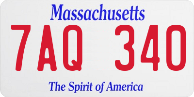 MA license plate 7AQ340
