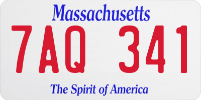 MA license plate 7AQ341