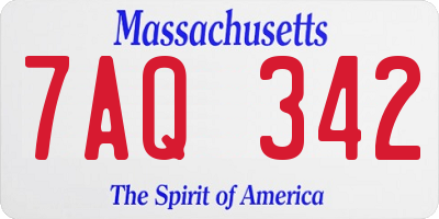 MA license plate 7AQ342