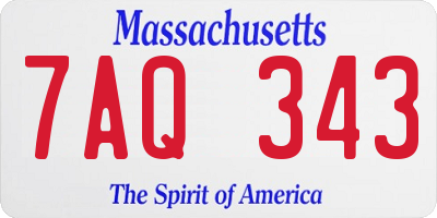 MA license plate 7AQ343