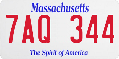 MA license plate 7AQ344
