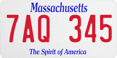 MA license plate 7AQ345
