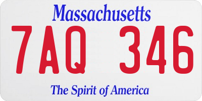 MA license plate 7AQ346