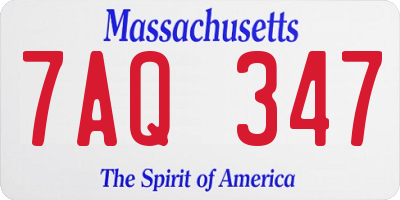 MA license plate 7AQ347