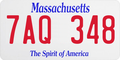 MA license plate 7AQ348