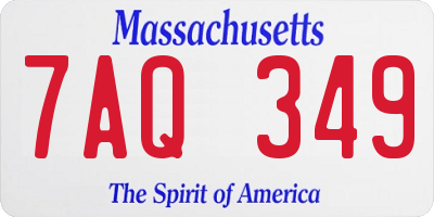 MA license plate 7AQ349