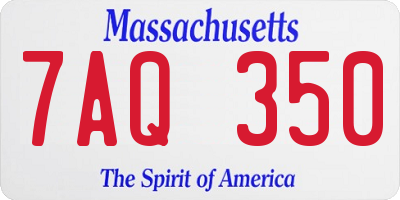MA license plate 7AQ350