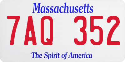 MA license plate 7AQ352
