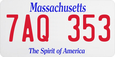MA license plate 7AQ353