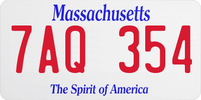 MA license plate 7AQ354