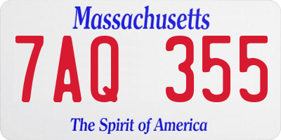 MA license plate 7AQ355
