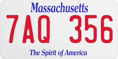 MA license plate 7AQ356