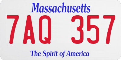MA license plate 7AQ357