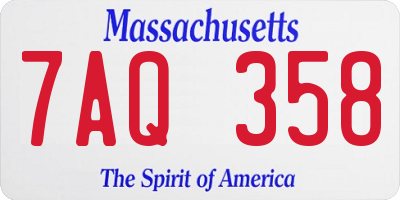 MA license plate 7AQ358