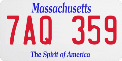 MA license plate 7AQ359
