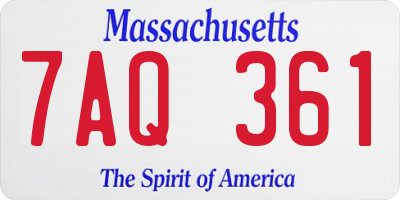 MA license plate 7AQ361