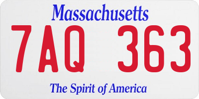 MA license plate 7AQ363