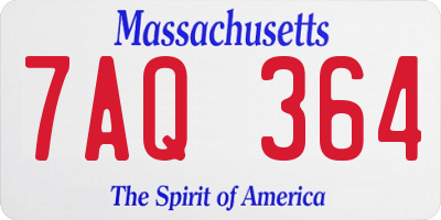 MA license plate 7AQ364