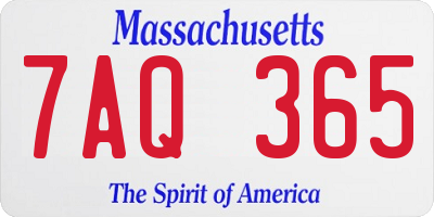 MA license plate 7AQ365