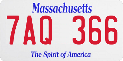 MA license plate 7AQ366