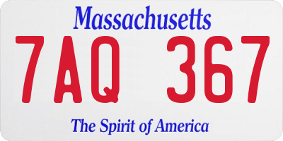 MA license plate 7AQ367