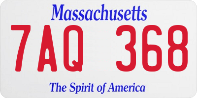 MA license plate 7AQ368