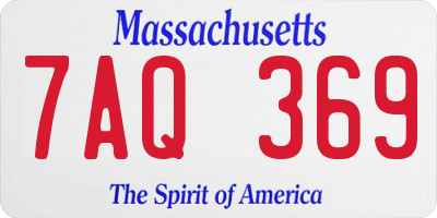 MA license plate 7AQ369