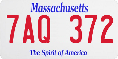 MA license plate 7AQ372