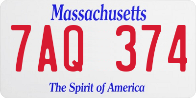 MA license plate 7AQ374