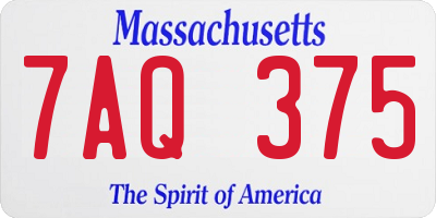 MA license plate 7AQ375