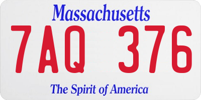 MA license plate 7AQ376