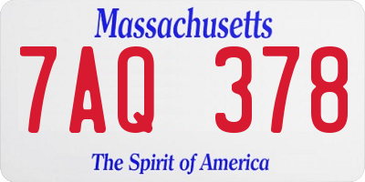 MA license plate 7AQ378