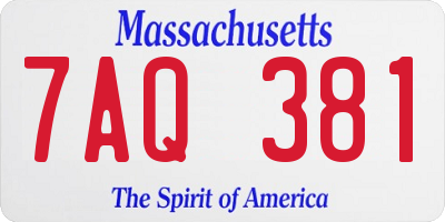 MA license plate 7AQ381