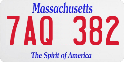 MA license plate 7AQ382