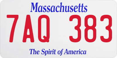 MA license plate 7AQ383