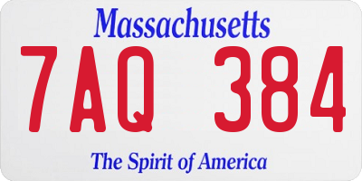 MA license plate 7AQ384