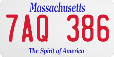 MA license plate 7AQ386
