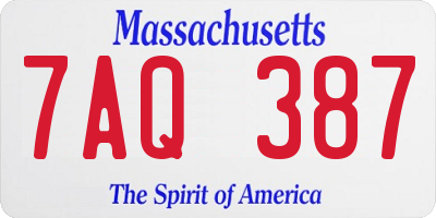 MA license plate 7AQ387