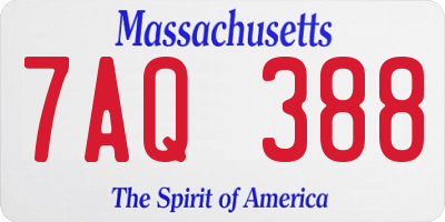 MA license plate 7AQ388