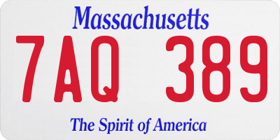 MA license plate 7AQ389