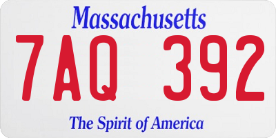 MA license plate 7AQ392