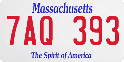 MA license plate 7AQ393