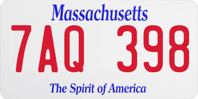 MA license plate 7AQ398