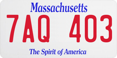 MA license plate 7AQ403