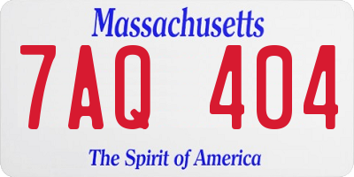 MA license plate 7AQ404