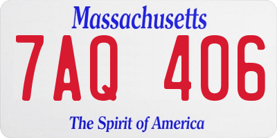 MA license plate 7AQ406