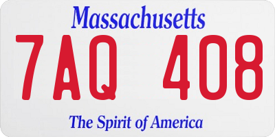 MA license plate 7AQ408