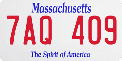 MA license plate 7AQ409